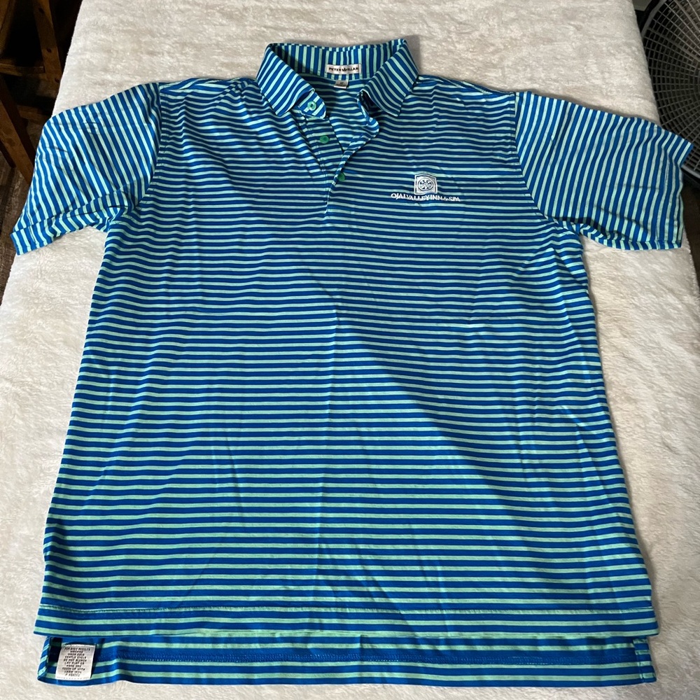 Peter Millar Blue Striped Polo Shirt Sporty Casual M